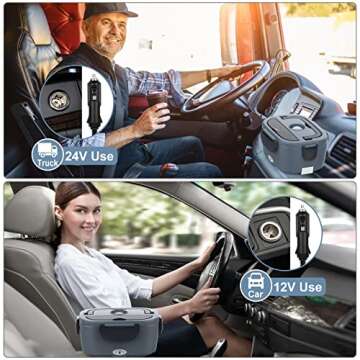 Heated Lunch Box for Adults, 60-80W Electric Lunch Box for Car/Truck, Portable Food Warmer, Heating ...