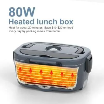 Heated Lunch Box for Adults, 60-80W Electric Lunch Box for Car/Truck, Portable Food Warmer, Heating Lunch Box for Work, Electric Lunchbox Food Heated for Men, Christmas Gift White Elephant Gifts