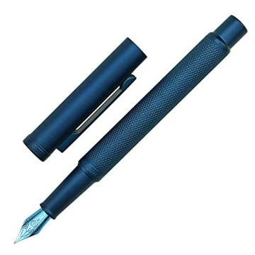 Hongdian Dark Blue Forest Fountain Pen - Fine 0.5mm Nib, Elegant Tree Texture