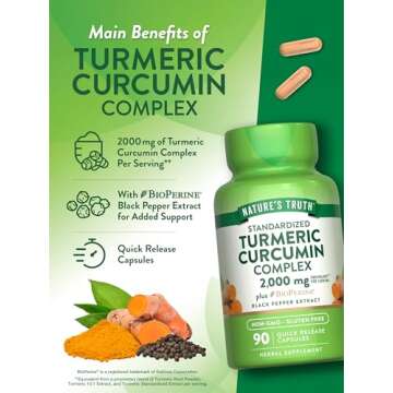 Nature's Truth Turmeric Curcumin Capsules | 2000mg | 90 Count | with 95% Standardized Curcuminoids and Bioperine | Non-GMO and Gluten Free Supplement