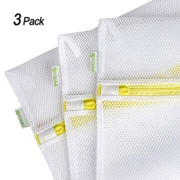 Laundry Bags, SASUM 3 Pack (3 Large) Mesh Thick Polyester Wash Bags Premium Durable White for Jeans, Lingerie,Socks, Bra,Sweaters, Coats in Washing Machine and Drier