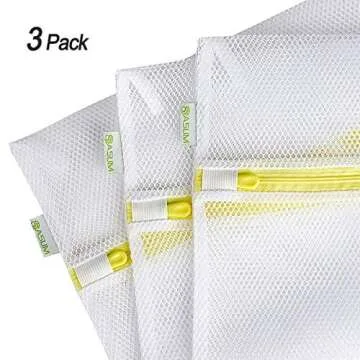 Laundry Bags, SASUM 3 Pack (3 Large) Mesh Thick Polyester Wash Bags Premium Durable White for Jeans, Lingerie,Socks, Bra,Sweaters, Coats in Washing Machine and Drier