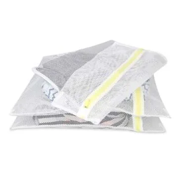 Laundry Bags, SASUM 3 Pack (3 Large) Mesh Thick Polyester Wash Bags Premium Durable White for Jeans, Lingerie,Socks, Bra,Sweaters, Coats in Washing Machine and Drier