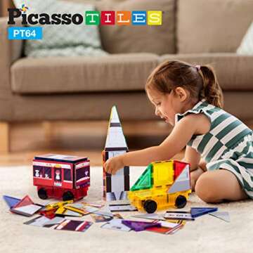PicassoTiles Magnet Building Blocks STEM Learning Construction Toy Set Early Education Kit 3-in-1 Ro...