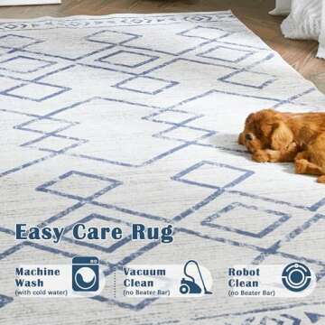 jinchan Hallway Runner Rug 2x8 - Moroccan Kitchen Machine Washable Runner Rug Modern Geometric Soft Faux Wool Ultra-Thin Low-Pile Non-Slip Carpet for Laundry Room Bedroom Farmhouse (2x8ft,Blue)