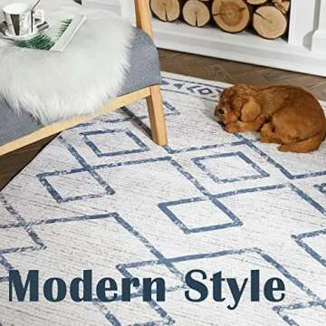 jinchan Hallway Runner Rug 2x8 - Moroccan Kitchen Machine Washable Runner Rug Modern Geometric Soft Faux Wool Ultra-Thin Low-Pile Non-Slip Carpet for Laundry Room Bedroom Farmhouse (2x8ft,Blue)