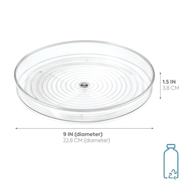 iDesign 9" Clear Lazy Susan Turntable Organizer for Kitchens
