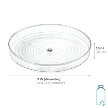 iDesign 9" Clear Lazy Susan Turntable Organizer for Kitchens