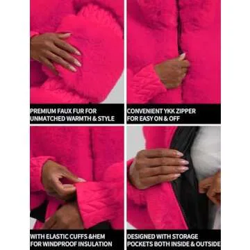 GSOU SNOW Women Ski Jacket Warm Faux Fur Outdoor Wear