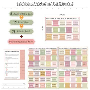 OHOME Bible Tabs - Bible Study Supplies - Boho Theme Laminated Bible Tabs for Women and Men Study Bi...