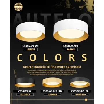 AUTELO Modern 14" Flush Mount Ceiling Light Fixture