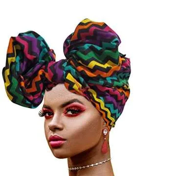Ankara African Print Soft Headwraps Headband Long Hair Head Wrap Scarf Turban Tie Jersey Knit African head wraps (Ankara Print #19)