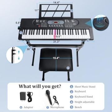 Beginner's Rengue 61 Keys Digital Piano Set