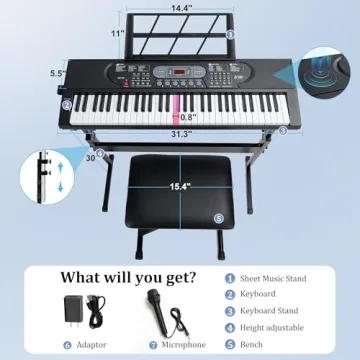 Beginner's Rengue 61 Keys Digital Piano Set