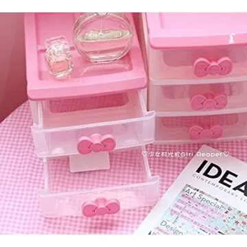 PEXIZUAN Kawaii Makeup Organizer Kawaii Desk Organizer Kawaii Room Accessories Kawaii Desk Decor Kawaii Room Decor Kawaii Stuff for Room Organizer (2 3 4Layers)(4 Layers)