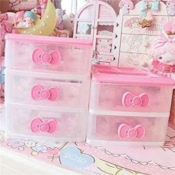PEXIZUAN Kawaii Makeup Organizer Kawaii Desk Organizer Kawaii Room Accessories Kawaii Desk Decor Kawaii Room Decor Kawaii Stuff for Room Organizer (2 3 4Layers)(4 Layers)