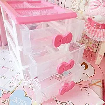 PEXIZUAN Kawaii Makeup Organizer Kawaii Desk Organizer Kawaii Room Accessories Kawaii Desk Decor Kawaii Room Decor Kawaii Stuff for Room Organizer (2 3 4Layers)(4 Layers)
