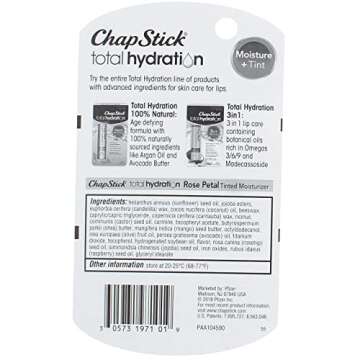 ChapStick Total Hydration Rose Petal 0.12 oz (Pack of 3)