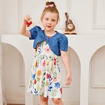 PATPAT Toddler Floral Dress and Cardigan Set for Summer