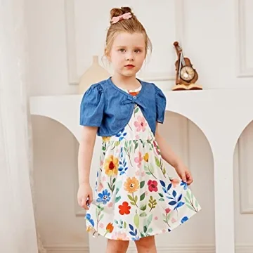 PATPAT Toddler Floral Dress and Cardigan Set for Summer