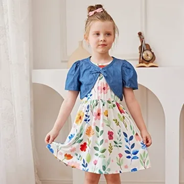 PATPAT Toddler Floral Dress and Cardigan Set for Summer