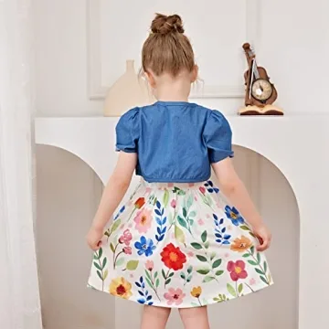 PATPAT Toddler Floral Dress and Cardigan Set for Summer