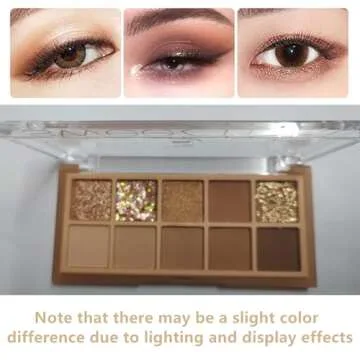 Go Ho 10 Colors Eyeshadow Palette,Matte&Glitter&Shimmer Eyeshadow Makeup,High Pigment Blendable Shades,Naturing-Looking,Waterproof Eyeshadow Makeup Palette,02