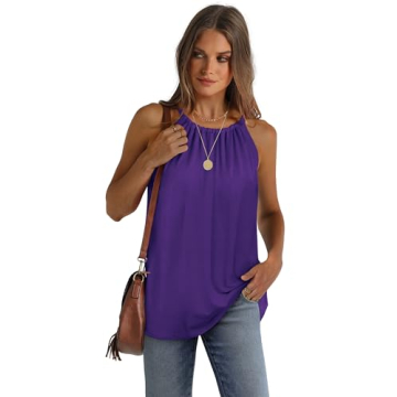 WIHOLL Women's Trendy Plus Size Purple Tank Tops Summer 2024