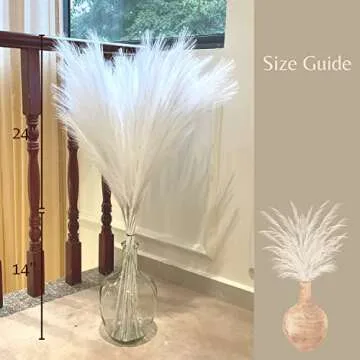 PERFNIQUE Faux Pampas Grass, 9PCS Pompas, Large Pampas Grass, 38'' Tall Pampas Grass for Floor Vase, Pampas Grass Decor Tall for Vase Fillers, Boho Decor, Rustic Farmhouse Home Decor (White)