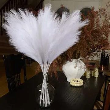 PERFNIQUE Faux Pampas Grass, 9PCS Pompas, Large Pampas Grass, 38'' Tall Pampas Grass for Floor Vase, Pampas Grass Decor Tall for Vase Fillers, Boho Decor, Rustic Farmhouse Home Decor (White)