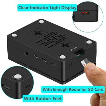 iUniker Raspberry Pi 4 Fan ABS Case with Cooling Fan, Heatsink, Simple Removable Top Cover for Pi 4 Model B/ 4B