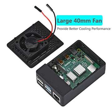iUniker Raspberry Pi 4 Fan ABS Case with Cooling Fan, Heatsink, Simple Removable Top Cover for Pi 4 Model B/ 4B