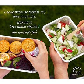 Spare Essentials 55 Pack - 2.25 LB To go Foil Containers with Lids - Disposable Aluminum Food Containers with Lids - Foil Take Out Containers - Meal Prep Trays Heat Proof Foil Tins Freezer Meals Pans