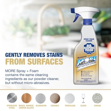 Bar Keepers Friend Soft Cleanser (13 oz) and MORE Spray + Foam (25.4 oz) Multipurpose Cleaner Bundle, Stain & Rust Remover for Multi Surface Bathroom, Kitchen & Outdoor Cleaning