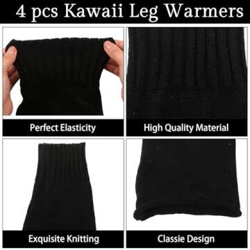 Silicherry 4 Pairs Kawaii Leg Warmers Y2k Leg Warmers Flared Warmers Clothes Goth Lolita Accessories for Women(Classic Style)