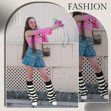 Silicherry 4 Pairs Kawaii Leg Warmers Y2k Leg Warmers Flared Warmers Clothes Goth Lolita Accessories for Women(Classic Style)