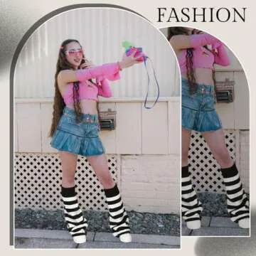 Silicherry 4 Pairs Kawaii Leg Warmers Y2k Leg Warmers Flared Warmers Clothes Goth Lolita Accessories for Women(Classic Style)