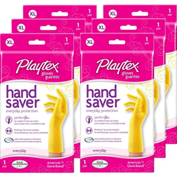 Playtex HandSaver Reuseable Rubber Cleaning Gloves (X-Large, 6 Pairs), Everyday Protection Reusable ...