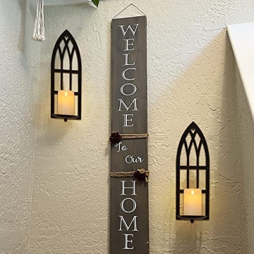 Elegant Black Metal Candle Sconces Set for Home Decor