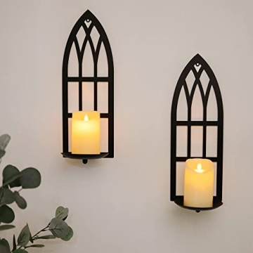 Elegant Black Metal Candle Sconces Set for Home Decor