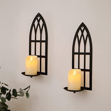 Elegant Black Metal Candle Sconces Set for Home Decor