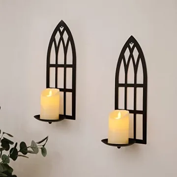 Elegant Black Metal Candle Sconces Set for Home Decor