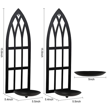 Elegant Black Metal Candle Sconces Set for Home Decor