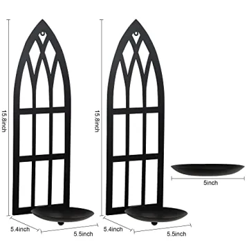 Elegant Black Metal Candle Sconces Set for Home Decor