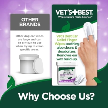 Vet's Best Ear Relief Finger Wipes for Healthy Ears