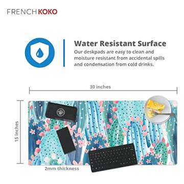 French Koko Large Mouse Pad Long Desk Mat Keyboard Pad Desktop Accessories Home School College Decor...