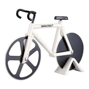 Ninonly Bicycle Pizza Cutter,Non-stick Bike Pizza Slicer, Dual Stainless Steel Cutting Wheels best f...