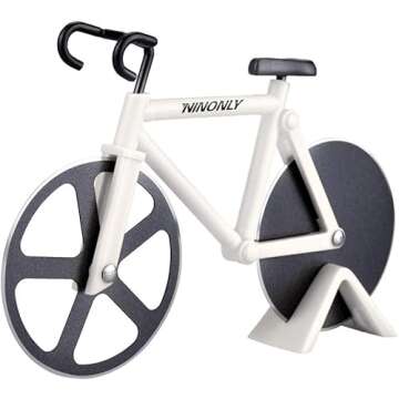 Ninonly Bicycle Pizza Cutter,Non-stick Bike Pizza Slicer, Dual Stainless Steel Cutting Wheels best for Pizza Lovers,Holiday Vacation Funny White Elephant Gifts Exchange Kitchen Gadget Cool Men's Gift