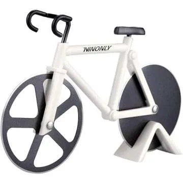 Ninonly Bicycle Pizza Cutter,Non-stick Bike Pizza Slicer, Dual Stainless Steel Cutting Wheels best for Pizza Lovers,Holiday Vacation Funny White Elephant Gifts Exchange Kitchen Gadget Cool Men's Gift
