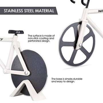 Ninonly Bicycle Pizza Cutter,Non-stick Bike Pizza Slicer, Dual Stainless Steel Cutting Wheels best for Pizza Lovers,Holiday Vacation Funny White Elephant Gifts Exchange Kitchen Gadget Cool Men's Gift